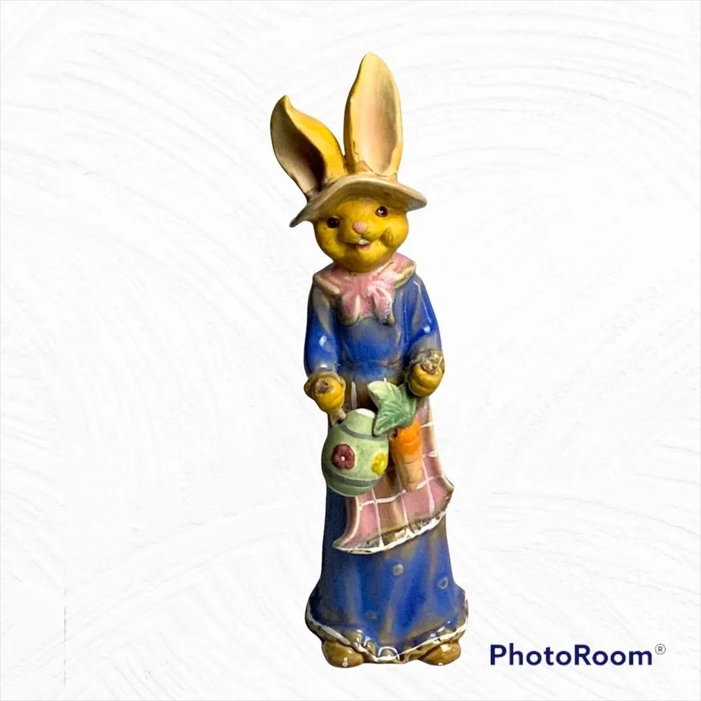 2 Porcelain Rabbit Easter Figurines